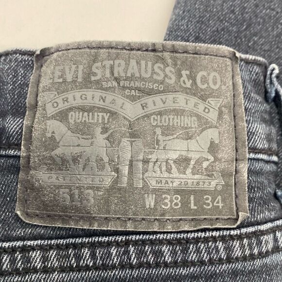 Levi's Men's Regular Fit Straight Leg Stretch 513 Jeans Dark Blue Size 38/34 - Picture 7 of 11